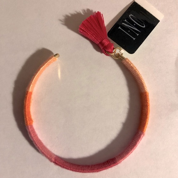 INC International Concepts Gold Tone Tassel Thread Wrapped Bracelet Pink OS - Picture 3 of 4